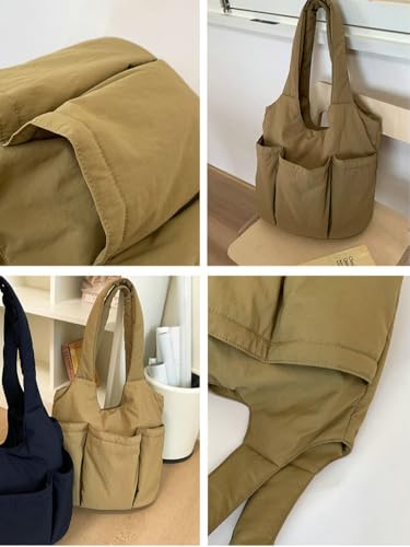 Slouchy Nylon Tote Bag Women Trendy Underarm Shoulder Hobo Bags Multiple Pockets Crossbody Purse Satchel Tote Handbag4