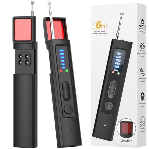 Genérico Detector de cámaras espía - Antirrobos GPS, Detector de micrófonos y señales RF (1 MHz-6,5 GHz) - para hoteles, oficinas, hogares, Coches - Linterna integrada, Recargable