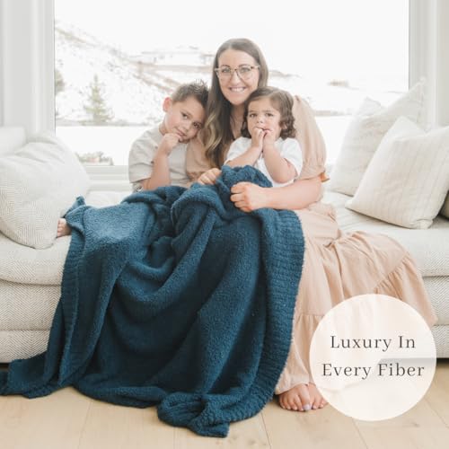Image of SARANONI Bamboni Luxury Throw Blanket | Super Soft Plush Home Decorative Comfy Blankets for Sofa, Couch or Bed | Blue, Large - 50 inch x 60 inch