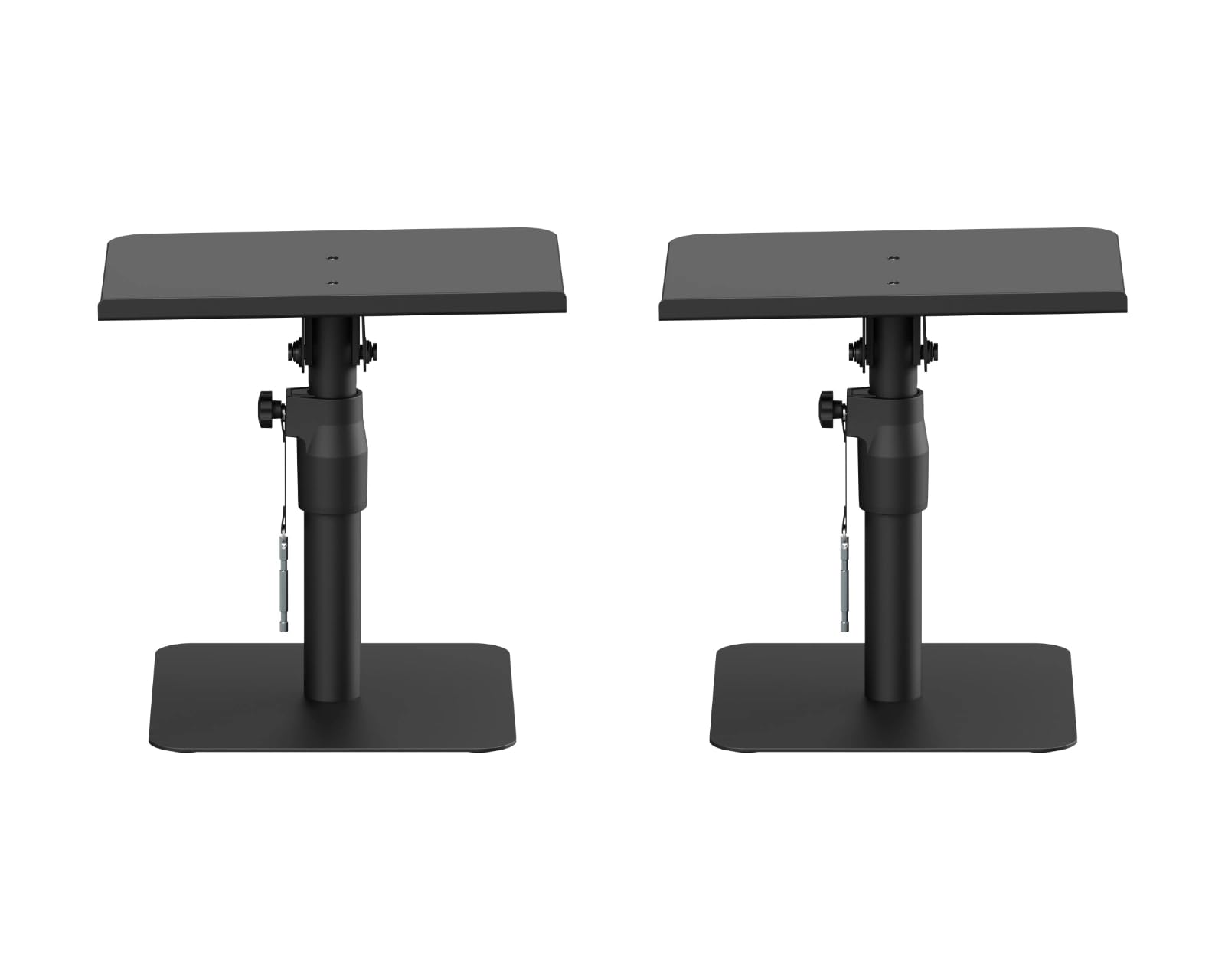 Soporte ajustable para altavoces de escritorio, soporte de mesa inclinable con gestión de cables y almohadillas antivibración, color negro