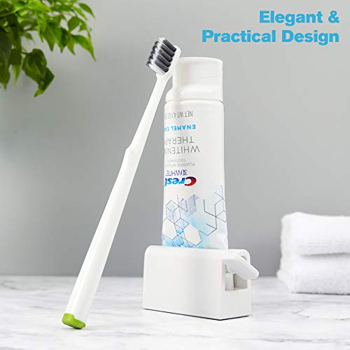 bezox minimalist toothpaste tube squeezersset of 2 toothpaste roller squeeze tool eco-friendly toothpaste holder dispenser - white
