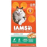 IAMS PROACTIVE HEALTH Adult Hairball Care Protein-Rich Hairball Control Dry Cat Food with Chicken and Salmon, 7 lb. Bag