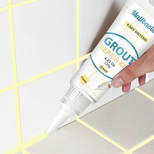 Tile Grout Repair Kit, 2 Pack Cream Grout Filler Tube