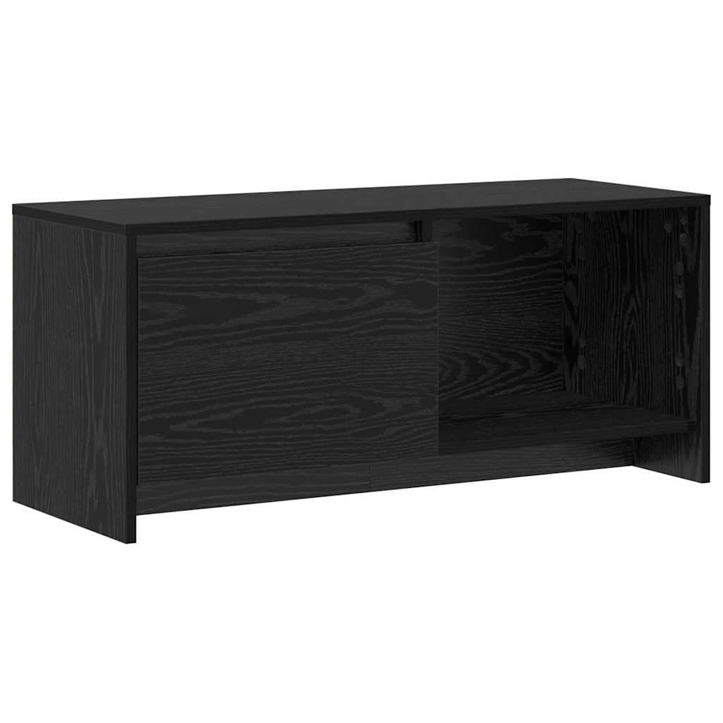Zestaw szafek pod telewizor montowana na ścianie, kolor czarny, imitacja dębu, 90 x 35 x 40 cm, nowoczesny regał na media z 2 drzwiami, oszczędność miejsca, do salonu, trwały materiał