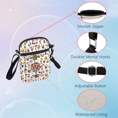 WSNANG Carl and Ellie Fans Crossbody Bag Flying House Balloon Travel Portable Small Bag Cartoon Movie Merchandise3