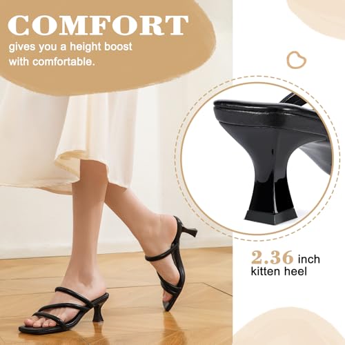 Trakxy Women Square Toe Kitten Heel Sandals Comfortable Open Toe Shoes Low Heels Cross Strappy Sandal4