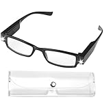 250% Magnifying Reading Glasses with Light, LED Magnifying Glasses for Reading Hands-Free Head Magnifier Eyeglasses with Eyeglasses Case for Close Work, Reading, Hobbies,Craft Work, Men, Women (Black)