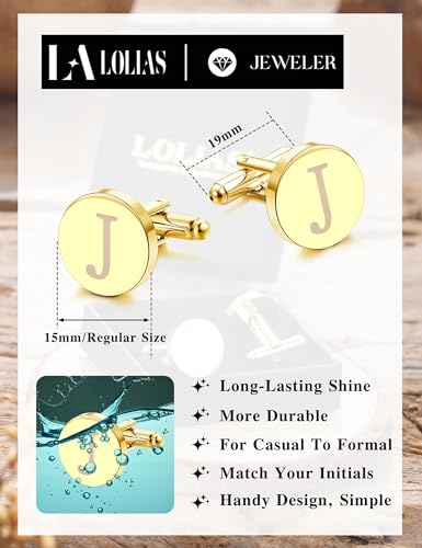 LOLIAS 1 Pair Cuff Links Mens Accessories Jewelry Classic Initial Cufflinks with Gift Box Silver Black Gold Cufflinks4