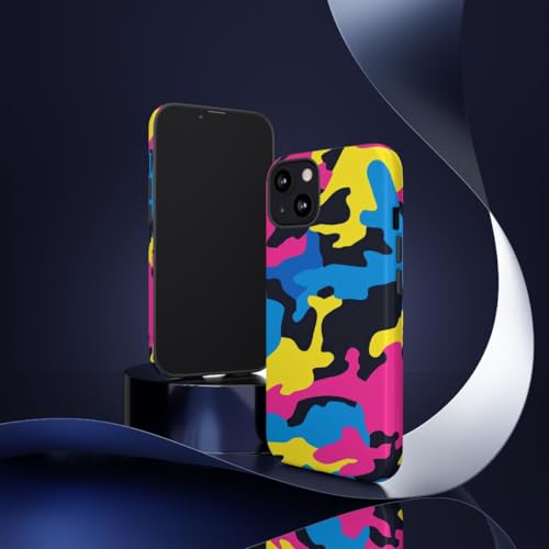 Coque iPhone 13 anti-rayure rigide camouflage rose fluo - 2