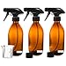 Produktbild Nomara Organics® BPA-freie Braunglas-Sprühflaschen 3 x 300 ml. Mit Abzugspumpe/Becher, Kappen, Nachfüllbar. Perfekt zum Bügeln/Wäsche/Bad/Reinigung, Pflanzengeister/Tierpflege/ Haustier