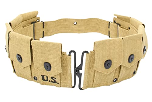 Wwii U.s. Army M1923 M1 Garand Rifle Cartridge Belt 10 Pocket Cell Ammo Springfield Canvas Ammunition Pouch (Khaki) #TOP15