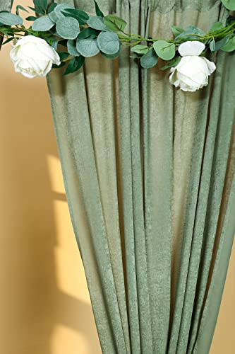 Sherway 2 Panels 4.8 Feet X 10 Feet Sage Green Thick Satin Wedding Backdrop Drapes, Non-Transparent Window Curtains For Party Ceremony Stage Decoration #TOP5