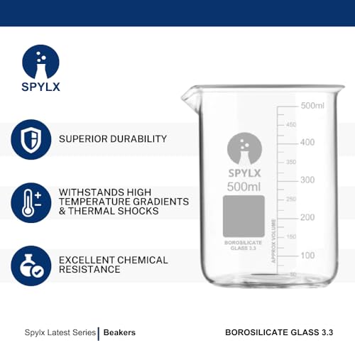 Image of Borosilicate Glass Beaker 1000ml - 1 Piece, Heat and Chemical Resistant borosilicate beaker for laboratory with Clear Graduation Marks on beaker for Precise Measurements