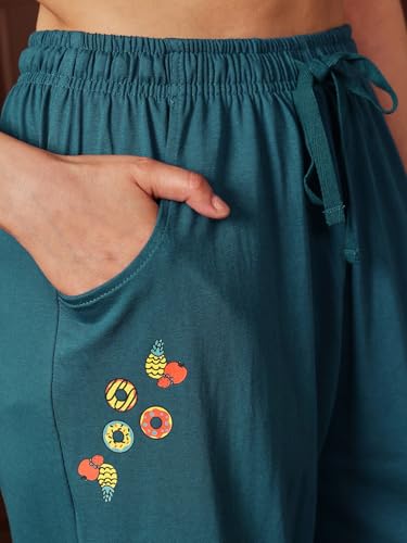 Image of Clovia Women Cotton Night Suit- Printed, Top & Pyjama Set