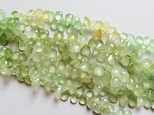 Prehnite facettée haut de gamme en perles briolettes de qualité pour joaillerie
