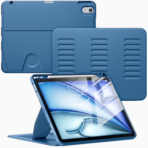 VIKESI Case for iPad Air 11-inch with M4 /M3/M2 Chip 2026/2025/2024 and for iPad Air 5th/4th Gen 10.9 Inch 2022/2020,Multiple Angles Stand Cover,Soft Back,Pencil Holder,and Auto Sleep/Wake,Navy Blue