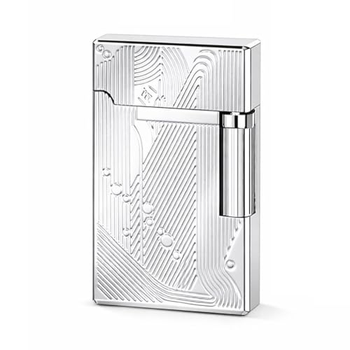JIANCHEN Classic Metal EngravingButane Lighter Refillable Soft Flame Flip-Top Lighter with Side Slide Ignition Pocket Lighter for Daily Use or Gifting Silver b