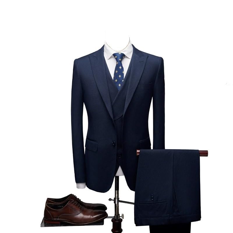 Slim Fit 3 Piece Tuxedo for Men with Vest Pants Formal Wedding Office Suit Business Outfit(XX-Large)