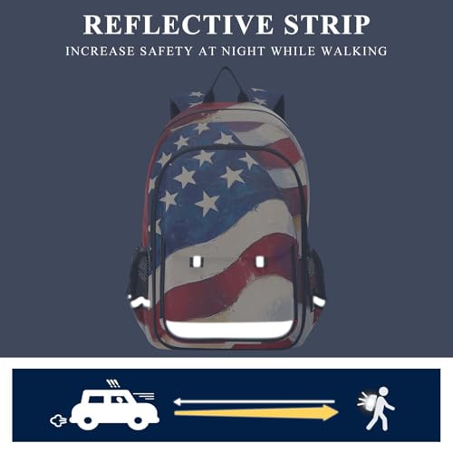 senya Ruffled National Flag Backpack Water-Resistant Bag Lightweight Bookbags with Reflective Strip4