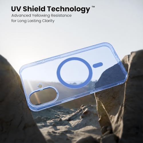 Image of DIZORO Matte Case for iPhone 17 Compatible with MagSafe, Camera Lens Full Protection, Shockproof Translucent Frosted TPU Soft Phone Cover, Anti-Fingerprint (Cloud Blue)