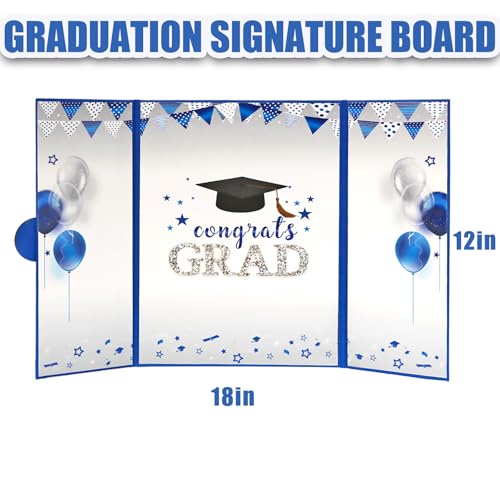 Image of Graduation Guest Book -Blue and Silver Graduation Decorations 2026 - Graduation Signature Book - Congrats Grad Graduation Party Decorations Favor Supplies -Class of 2026 Guest Book to Sign