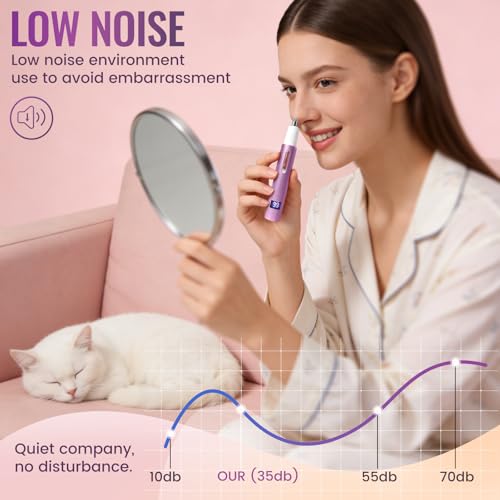 Image of Nose & Ear Hair Trimmer for Women and Men, 2026 Painless USB Rechargeable Facial & Eyebrow Trimmer Clipper with LED Display for Easy Cleansing, Portable Grooming Kit,Gift Box Included (Pink)