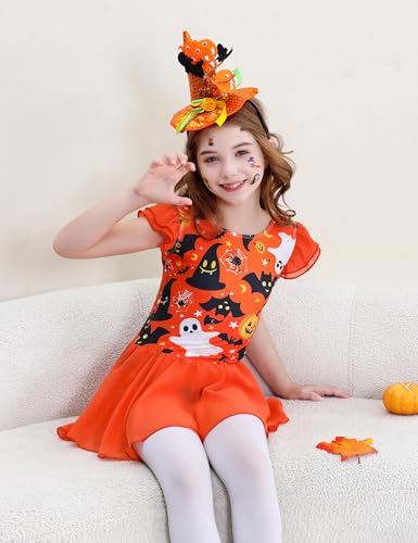Image of DIPUG Ballet Leotards for Girls Ballet Leotard with Skirt Toddler Dance Leotards Flutter Sleeve and Criss-Cross Back