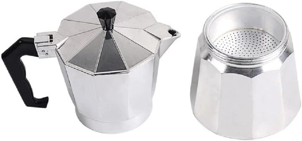 Miniatura 5 de WOLEN Moka Pot - Cafetera y cafetera para estufa, cafetera italiana, cafetera Greca, cafeteras, color plateado (12 tazas)