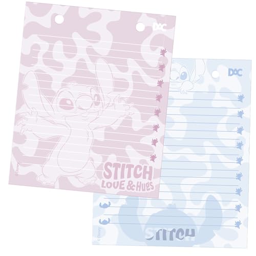 DAC - Mini Ficheiro Vertical com 2 Argolas e com 80 folhas (90g) Stitch - Capa em PVC Cristal