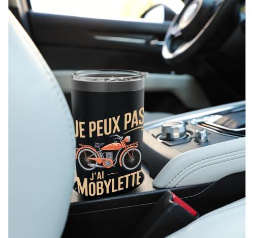 Je Peux Pas J’ai Mobylette Homme Humour Motobécane Cadeau Gobelet isotherme en acier inoxydable double paroi – vue 6