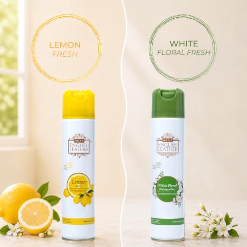 Image of Next Care English Leather Air Freshener Spray 220ml | Long Lasting Room Freshener for Home, Office & Car | Odour Eliminator (Lemon & White Floral)