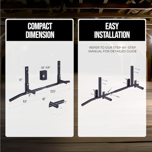AmStaff Fitness Joist Mount Pull Up Bar, Ceiling Mounted Chin Up Bar for Home Gym, Crossfit, Beam, Rafter - Heavy Duty, Multi Grip, 42\" Wide, Maximum Head Clearance - TU038