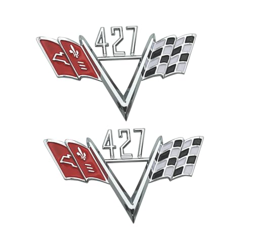 Emblemas de bandera 427 estilo años 60 para lucir un diseño clásico tridimensional en ruta