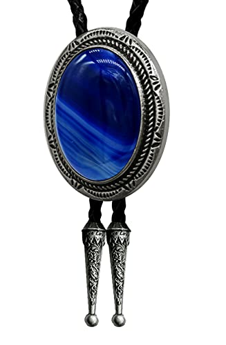Image of Moranse Bolo Tie with Natural Tiger Eye Stone Celtic Style Genuine and Cowhide Rope