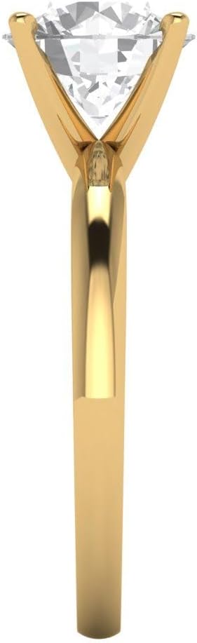 Clara Pucci 2cttw VVS Cubic Zirconia Round Cut Bridal Promise Ring for Women in 14K Yellow Gold - Solitaire Solid Gold (8.0mm)