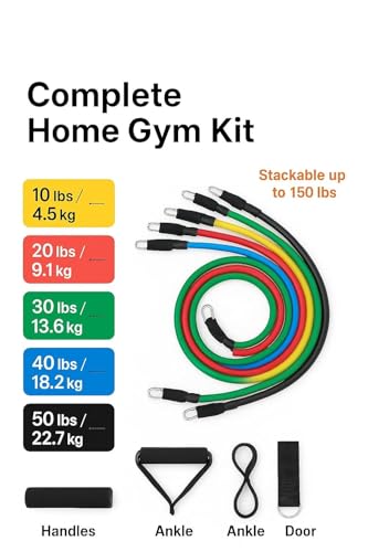 Image of Anva Resistance Exercise Bands with Door Anchor, Handles, Waterproof Carry Bag, Legs Ankle Straps for Resistance Training, Physical Therapy, Home Workouts, Resistance Band