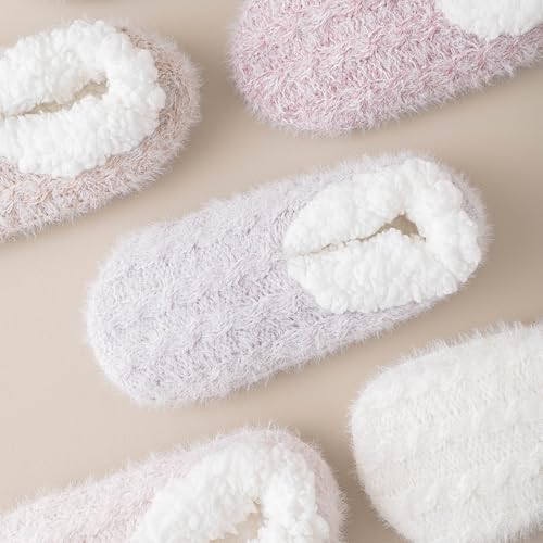 Image of Fluffy Fuzzy Slipper Socks with Grips for Women & Men for House | Unisex, Non-Slip, Thick Fleece Lined, Warm, Cozy, Sleeping, Winter, Cold Weather, Indoor Floor