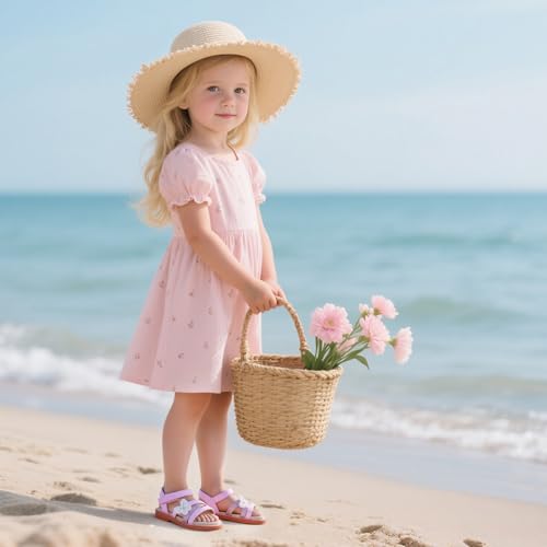 Image of Otter MOMO Girls Open Toe Princess Flat Sandals with Comfort Sole Summer Sandals