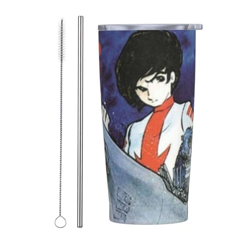 宇宙戦艦ヤマト (3) ストロー&ストローブラシ付き マグカップ コーヒーカップ 600ml コンビニカップ タンブラー ステンレス製 保冷 保温 車用 蓋付き 持ち運び 水筒 大容量 直飲み 人気 プレゼント