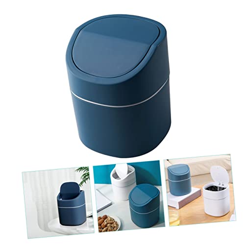 Mini basurero pequeño rectangular para escritorio azul miniatura 6