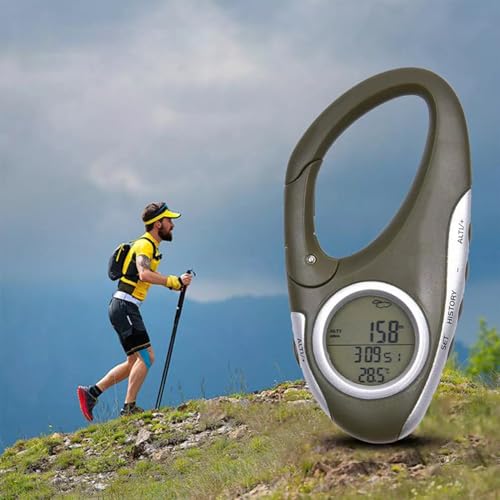 Nicedeal Portable Barometer for Hiking, Multifunction Digital Altimeter Pressure Gauge, Electric Weather Barometer for Camping Fishing,Barometer Thermometer Hygrometer