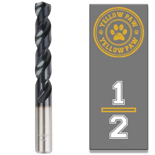 Yellow Paw 1/2 Inch Drill Bit for Metal - Industrial Grade M35 Cobalt with TiAIN Coating - 1/2 Diameter & 6 Length - 4 Working Length - 135 Degree Split Point