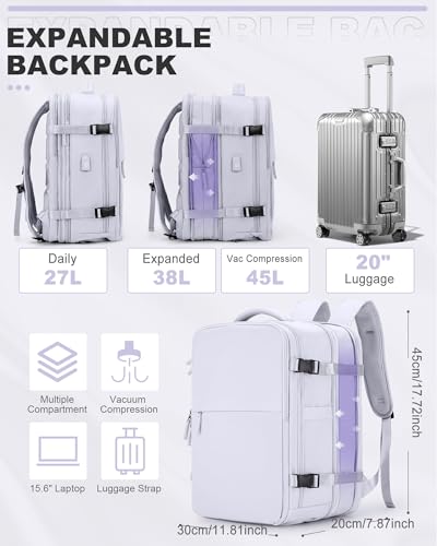 Vacuum Seal Backpack with Air Pump Expandable Vacuum Compression Backpack Airback Vacpack Laptop Backpack Flight Approved Space Saver Bags Storage with Vacuum Seal System Carry-On Luggage Purple2