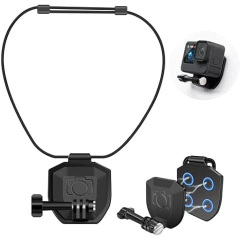 REYGEAK Magnetic Chest Mount for GoPro,Adjustable POV Neck Mount Holder with Dual Claw, Compatible with GoPro Hero 13/12/11/10/9, DJI Action 5 4/DJI Pocket 3, Insta 360 Ace Pro Cover