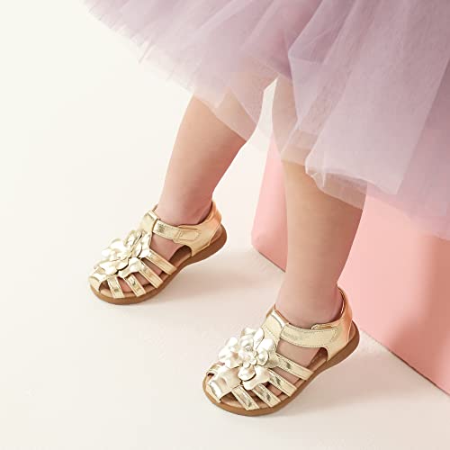 Image of DREAM PAIRS Girls Toddler /Little Kid Closed-Toe Flower Summer Dress Sandals Shoes
