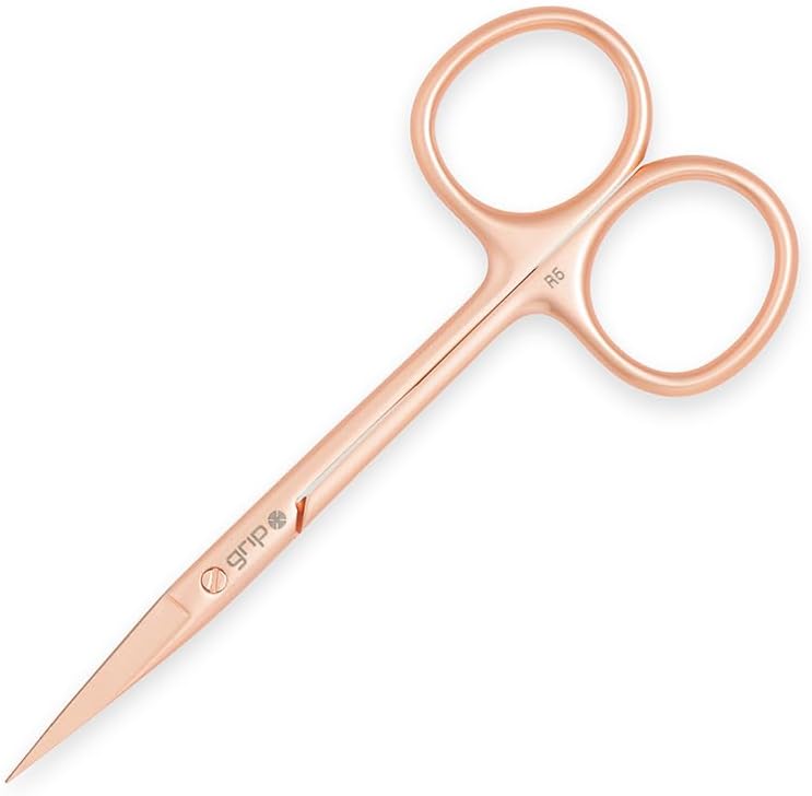 Grip Scissor Precision Rose Gold R5 – Stainless Steel Beauty Scissors for Eyebrows, Facial Hair & Nail Trimming – Fine Tip with Non-Slip Rose Gold Finish for Detail Work