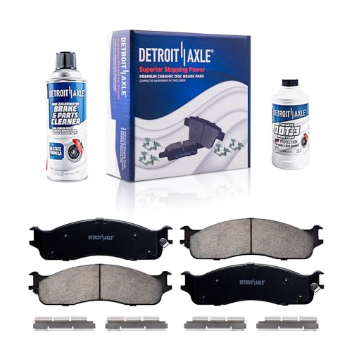 Image of Detroit Axle - Pair Front Brake Pads for 2003-2008 Dodge Ram 2500 3500, 2005-2008 Ram 4000, Ceramic Brake Pads w /Hardware 2004 2006 2007 Replacement
