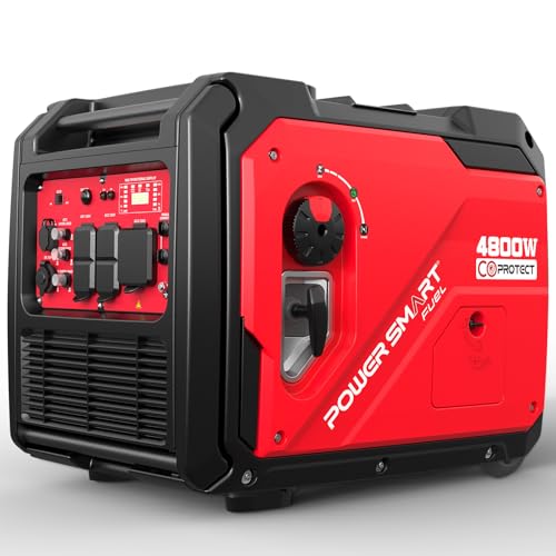 PowerSmart 4800 Watt Super Quiet Portable Inverter Generator,Gas Powered,CO Sensor Technology, RV Ready 30A Outlet, Parallel Capable, Generators for Home Backup Emergency Use Camping, EPA Compliant