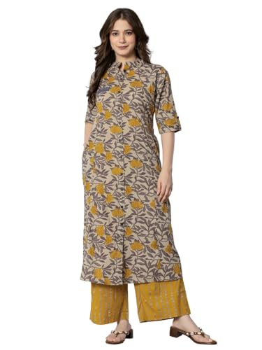 rytras Women's Cotton Kurta with Palazzo Pant Set