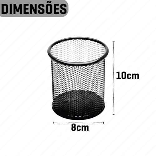 Porta Caneta Organizador de Mesa Escritório 5 Compartimentos Metal Aramado Com Divisórias Para Clip